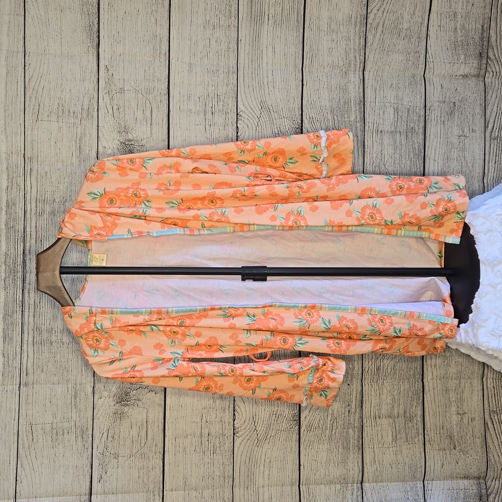 Matilda Jane Orange/Green Floral Cardigan, Women's Large, Great Condition
